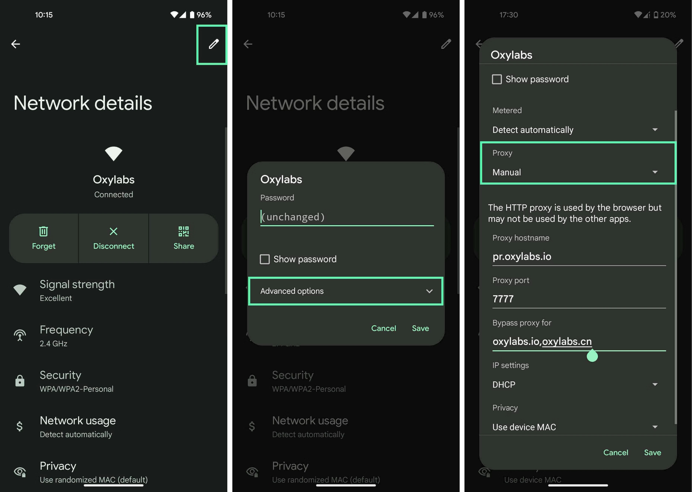 Configure proxy