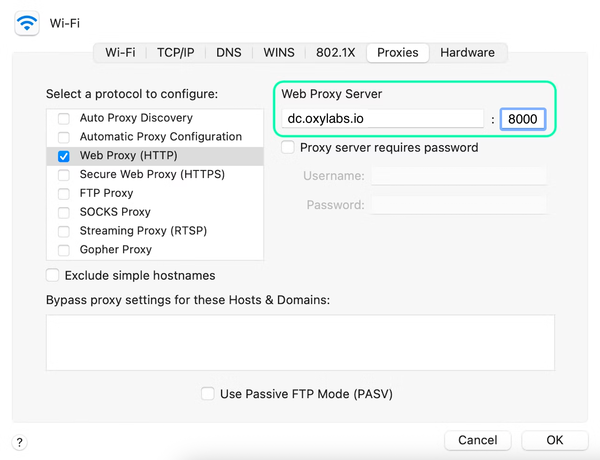 MacOS Web Proxy Server