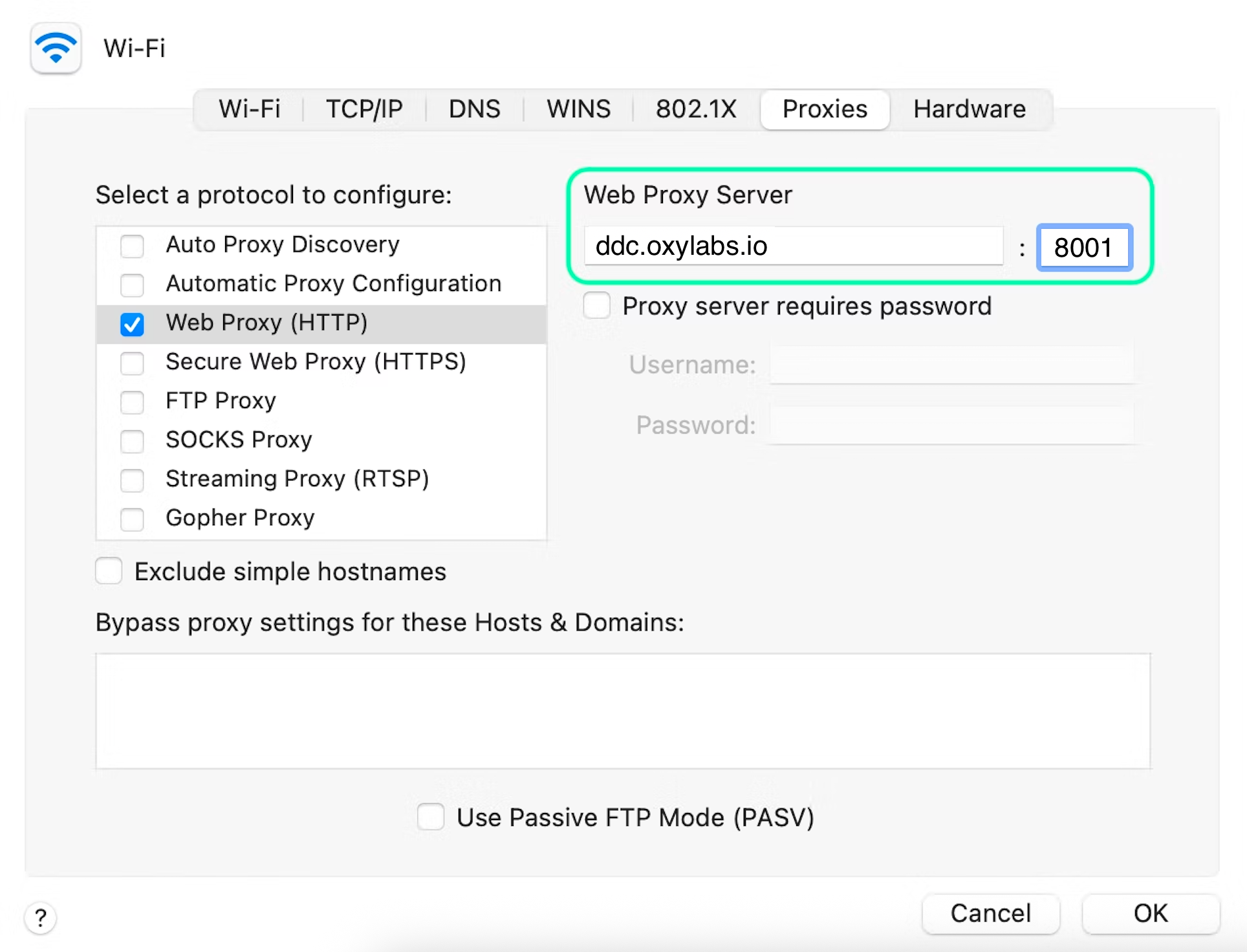 MacOS Web Proxy Server