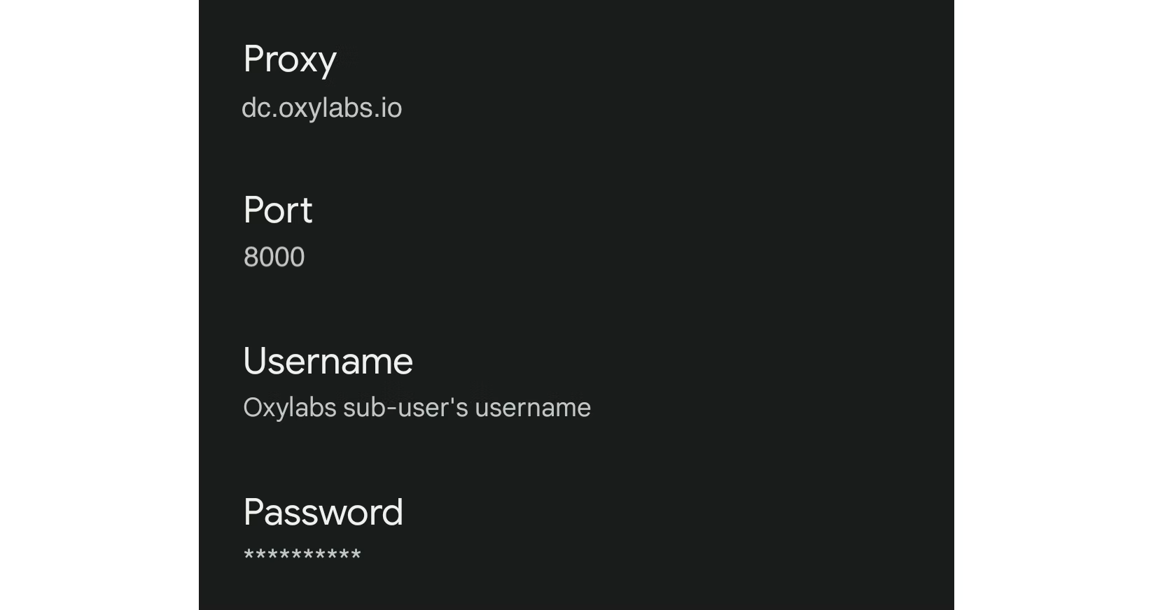 Proxy details
