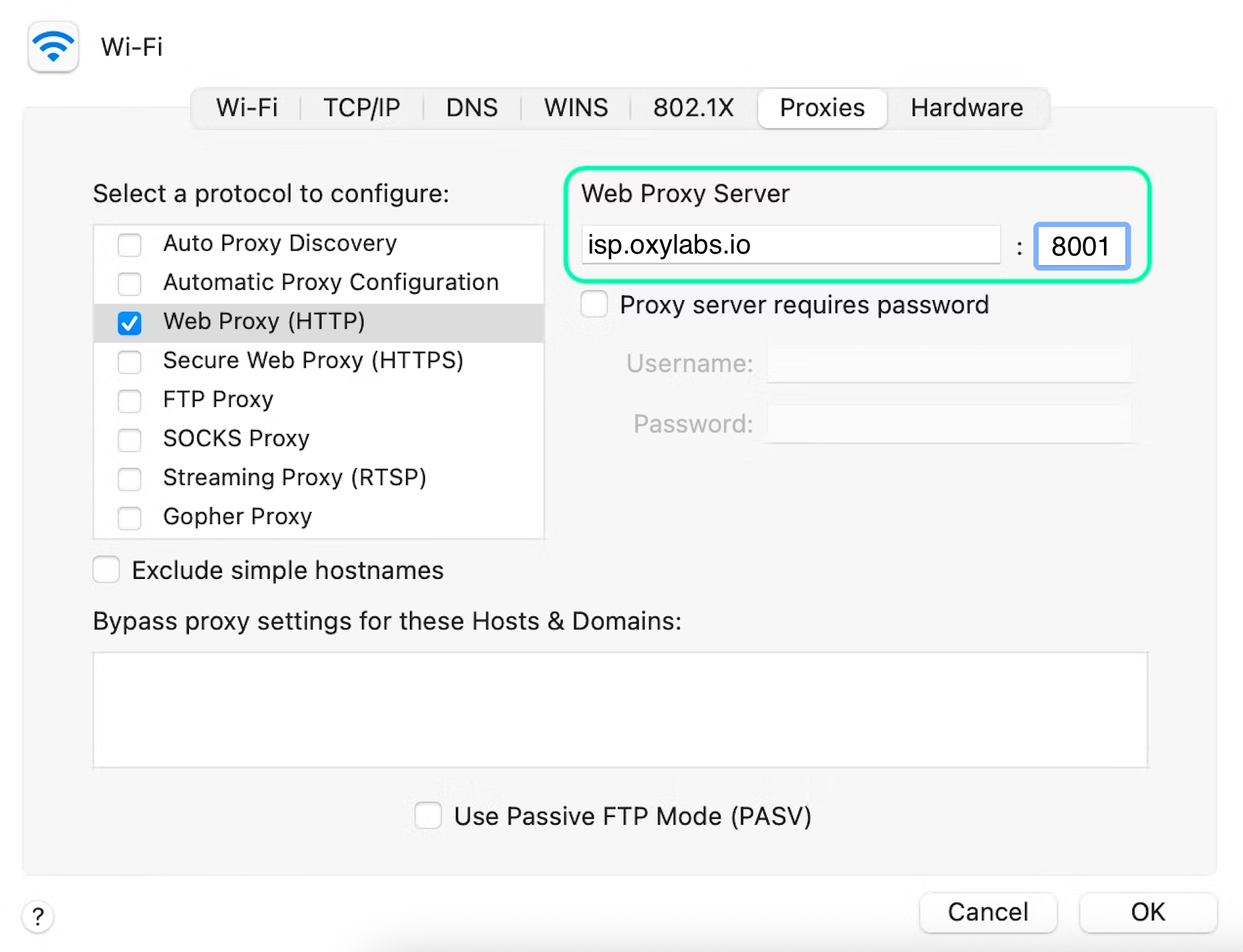 MacOS Web Proxy Server