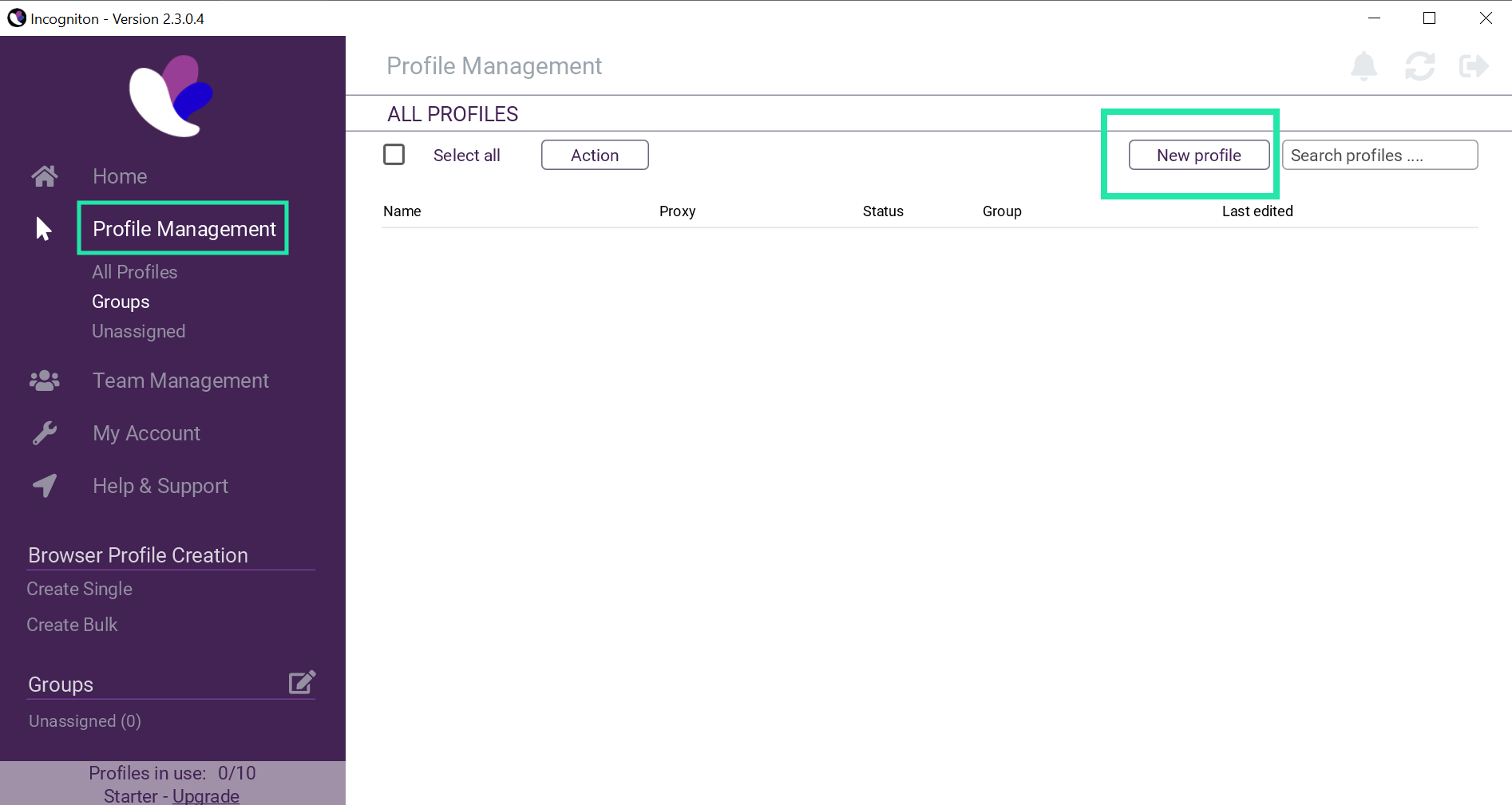 New profile creation